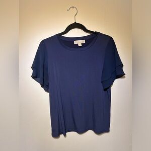 2/30$ Michael Kors Short Sleeve Blouse in navy blue and olive green (size m)